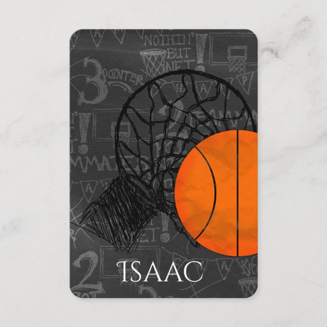 Bar Bat Mitzvah RSVP Card Basketball Thema Karte (Vorderseite)