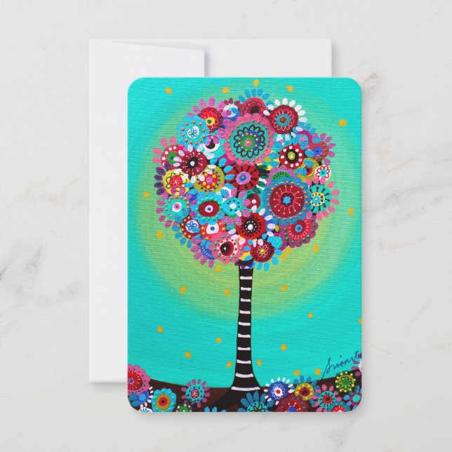 Bar Bat Mitzvah RSVP Card Tree of Life Einladung (Vorderseite)