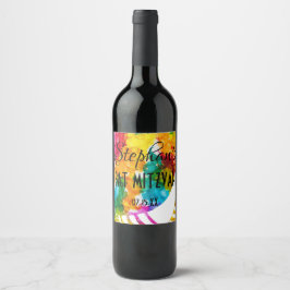 Bar Bat Mitzvah Splash of Color Wine Flasche Etike Weinetikett