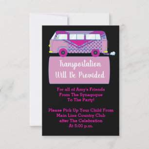 Bar Bat Mitzvah Transport Mini Bus Card Einladung