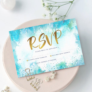 Bar/Bat Mizwa moderne gold türkis aquarell RSVP Karte