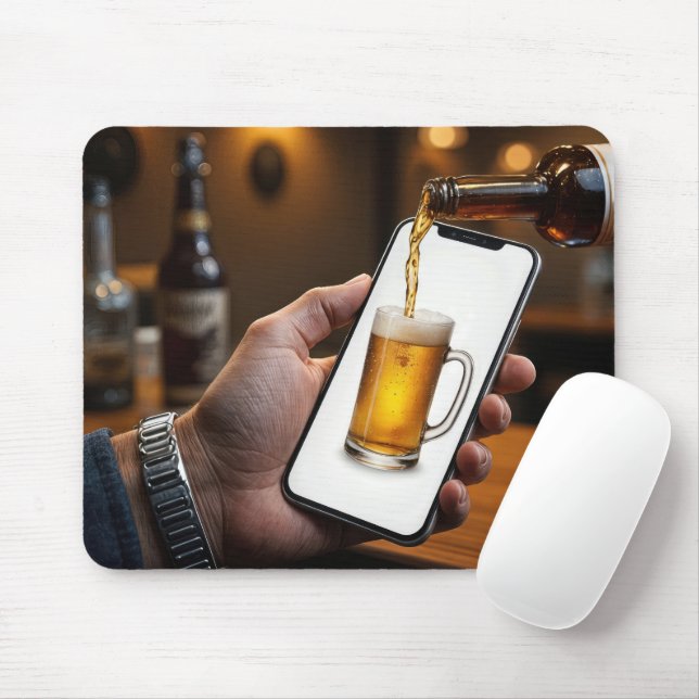 Bar Beer Flasche Pouring Bier Mousepad (Mit Mouse)