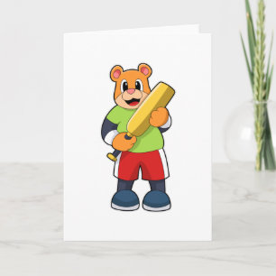 Bär bei Cricket mit Cricket-Schläger Karte