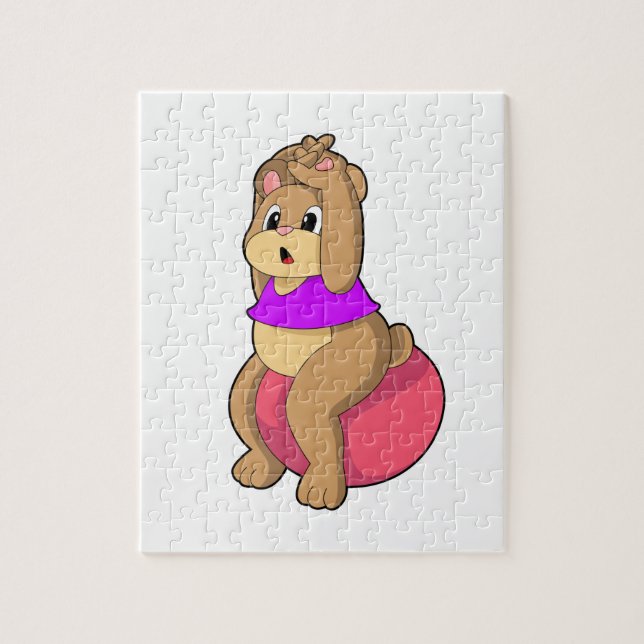 Bär bei Fitness mit Übungsball.PNG Puzzle (Vertikal)