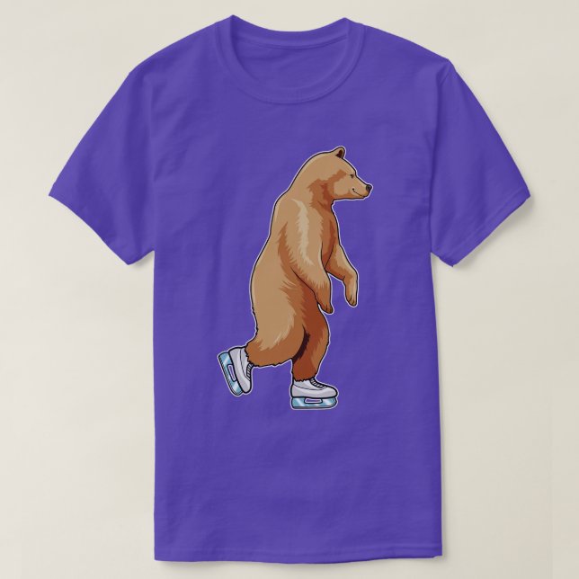 Bär bei Ice Skaten mit Ice-Skaten T-Shirt (Design vorne)