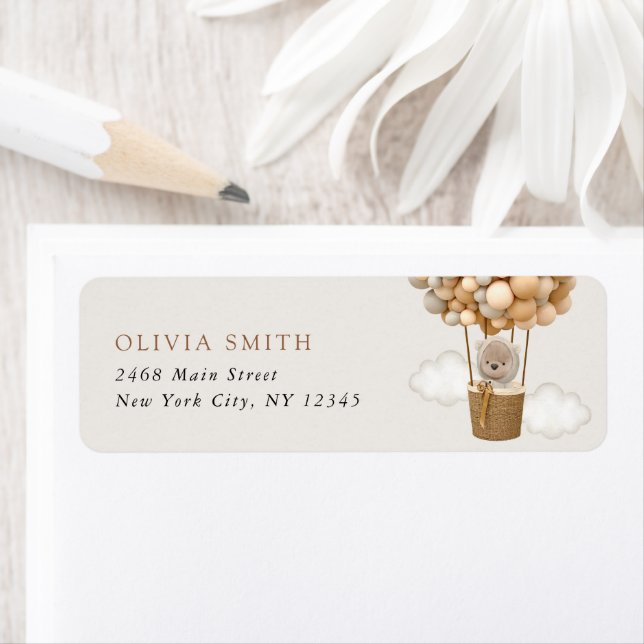 Bär, Beige Balloons, Heißluftballon, Babydusche (Insitu)