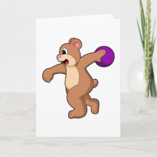 Bär beim Bowling mit Bowlingkugel Karte