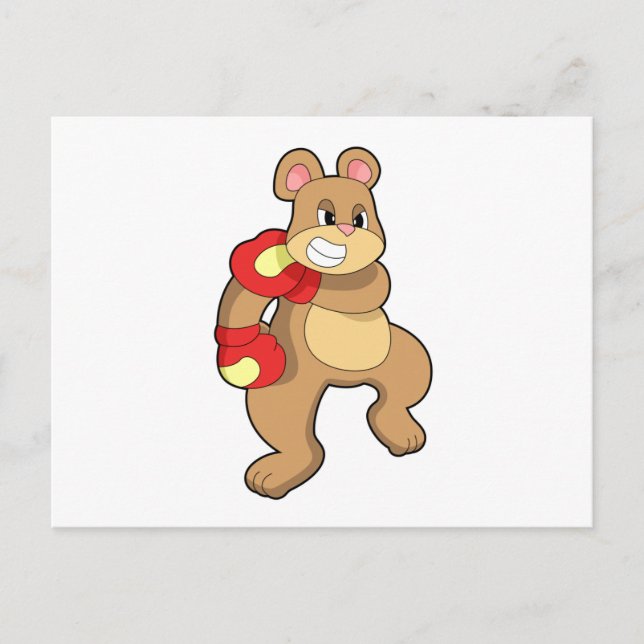 Bär beim Boxen mit Boxhandschuhen Postkarte (Vorderseite)