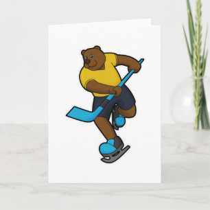 Bär beim Eishockey mit Eishockeyschläger Karte