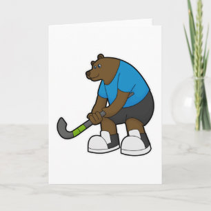Bär beim Hockey mit Hockeyschläger Karte