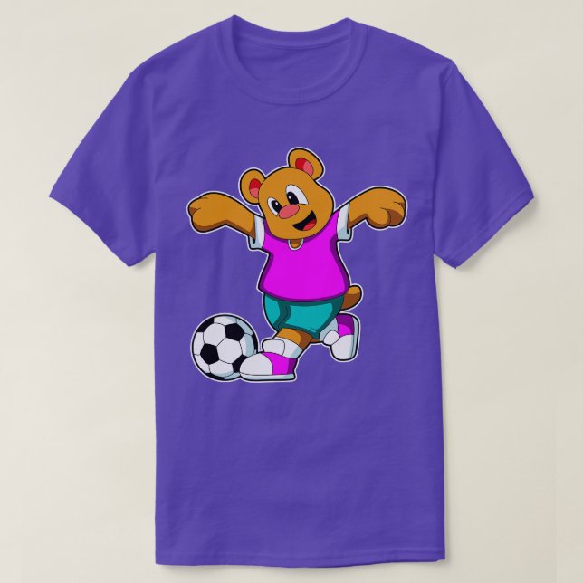 Bär beim Sport mit Fußball T-Shirt (Design vorne)