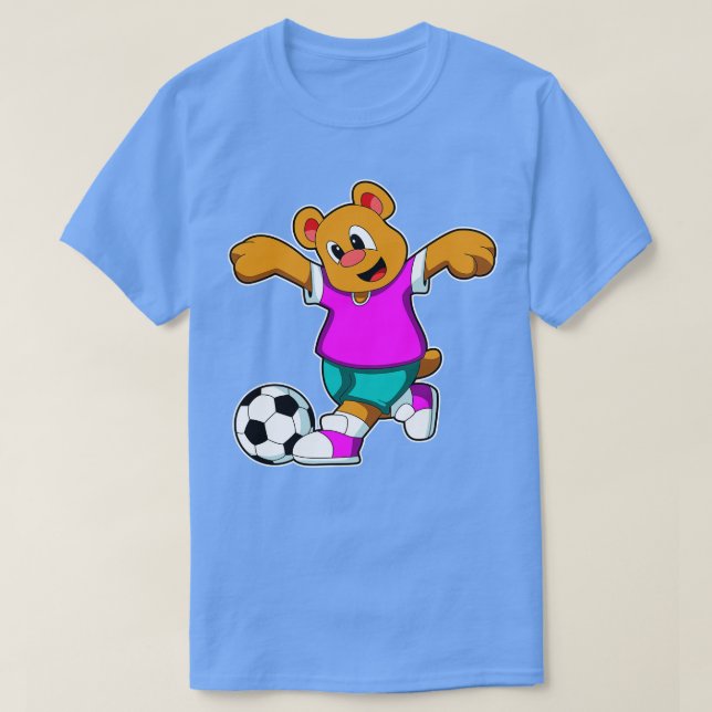 Bär beim Sport mit Fußball T-Shirt (Design vorne)