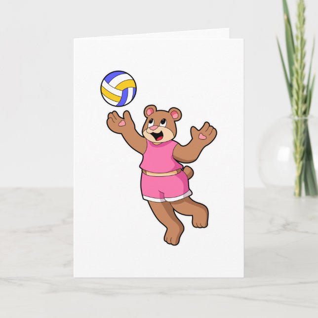 Bär beim Volleyball-Sport Karte (Vorderseite)