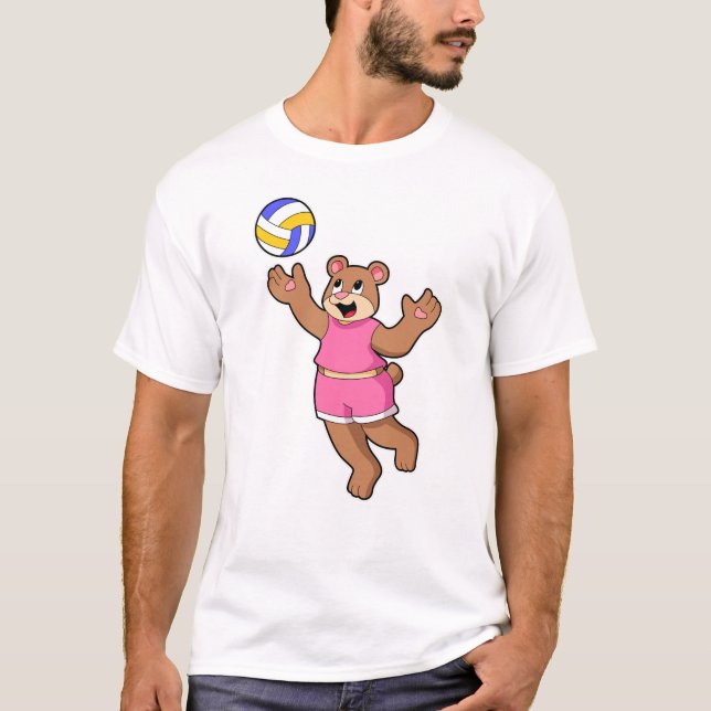Bär beim Volleyball-Sport T-Shirt (Vorderseite)
