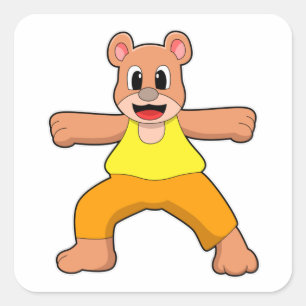 Bär beim Yoga im Stehenden Quadratischer Aufkleber