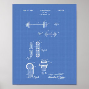 Bar Bell 1948 Patent Kunst Blaupause Poster