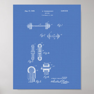 Bar Bell 1948 Patent Kunst Blaupause Poster