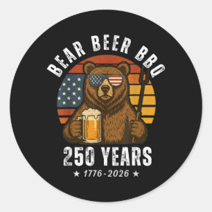 Bär Bier BBQ Unabhängigkeitstag USA-Flagge Patriot Runder Aufkleber