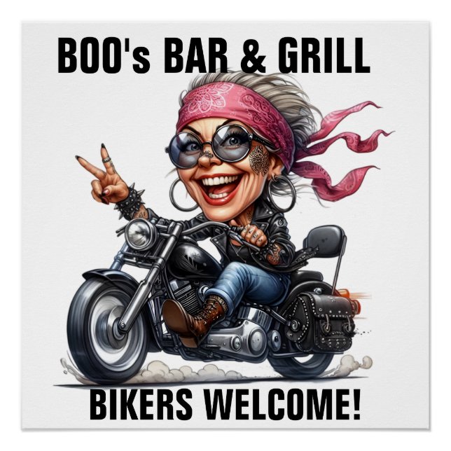 Bar. Biker Begrüßungszeichen Poster (Vorderseite)