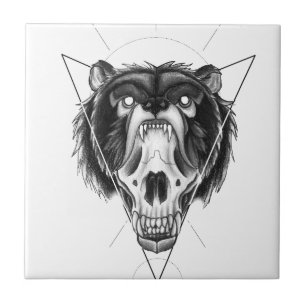 Bär Blackwork Fliese