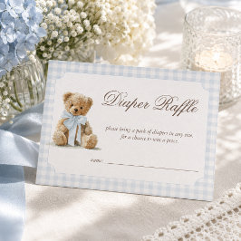 Bär Blau Junge Baby Shower Windel-Raffle Begleitkarte