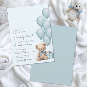 Bär Blau Wir Können Es Kaum Erwarten Baby Shower Einladung