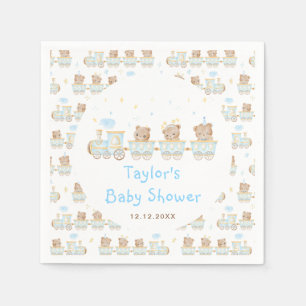 Bär Blaue Zug Baby Shower Serviette
