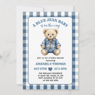 Bär Blaues Jeans-Baby-Party-Einladung Einladung