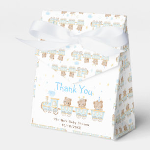 Bär Blaues Zug Baby Shower Dankeschön Geschenkschachtel