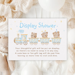 Bär Blaues Zug Display Baby Shower Begleitkarte