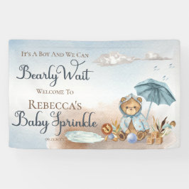 Bär | Blue Umbrella Bearly Wait Boy Baby Sprinkle Banner