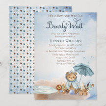 Bär | Blue Umbrella Bearly Wait Boy Baby Sprinkle