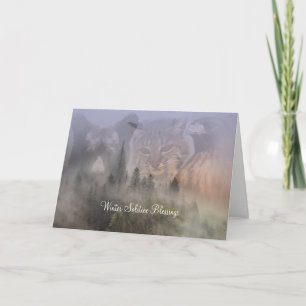 Bär, Bobcat und Falke Sonnwend-Segen Karte