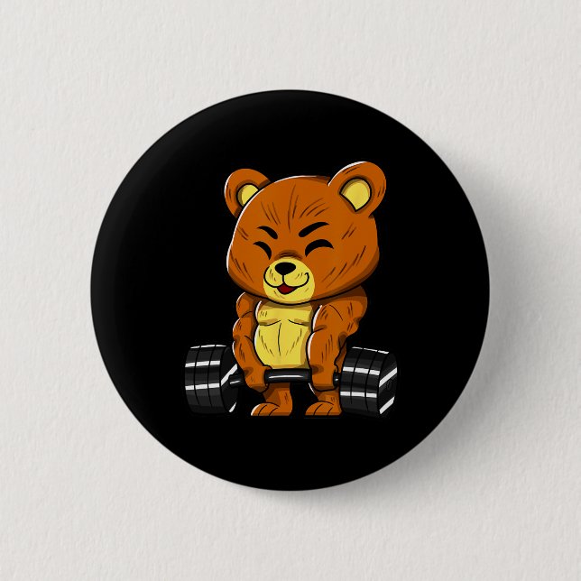 Bär Bodybuilder Bodybuilding Muskel Fitnessstudio  Button (Vorderseite)