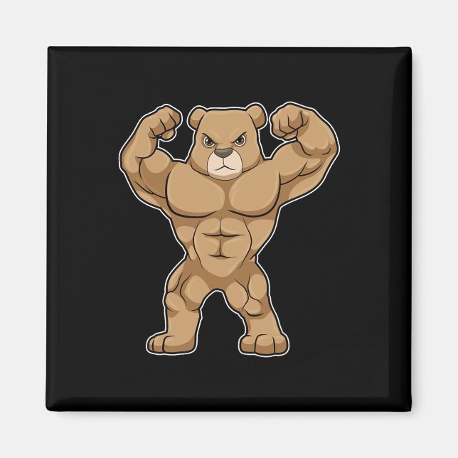 Bär Bodybuilder Bodybuilding Sport  Magnet (Vorne)