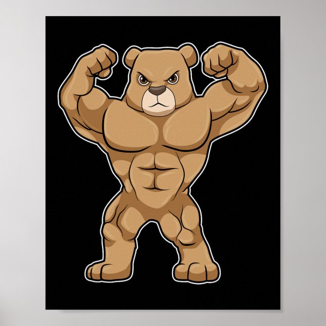 Bär Bodybuilder Bodybuilding Sport  Poster (Vorne)