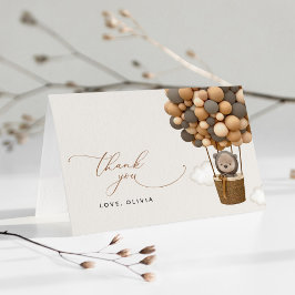 Bär, braune Balloons, Heißluftballon, Babydusche Dankeskarte