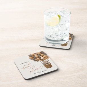 Bär, braune Balloons, Heißluftballon, Babydusche Getränkeuntersetzer