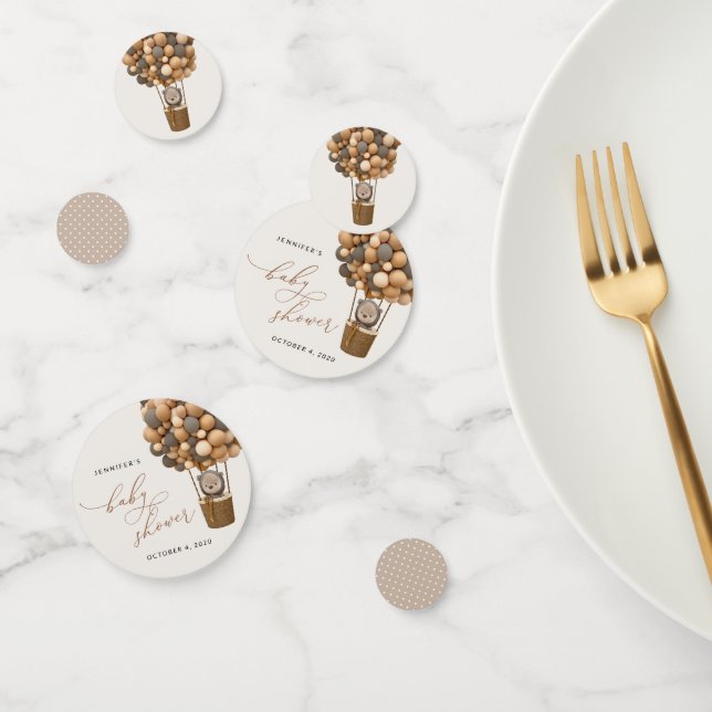 Bär, braune Balloons, Heißluftballon, Babydusche Konfetti (Gruppe)