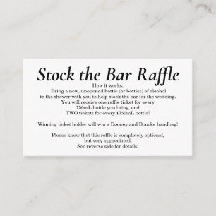 Bar Brautparty Raffle Ticket - Einfach Begleitkarte