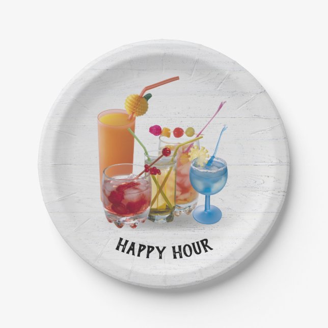 Bar Cocktails auf Holz Pappteller (Vorderseite)