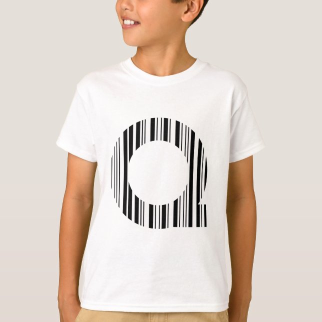 BAR-CODE des BUCHSTABE-Q erstes T-Shirt (Vorderseite)