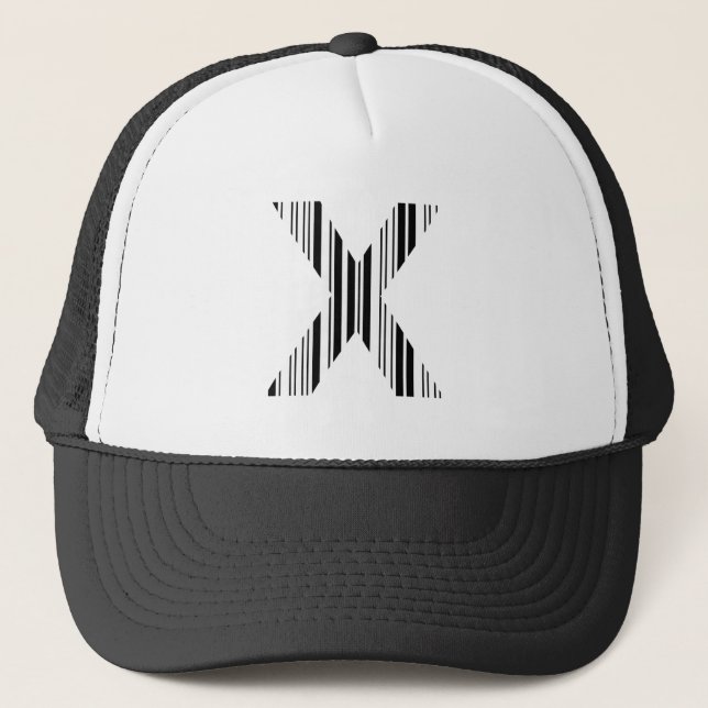 BAR-CODE des BUCHSTABE-X erstes Truckerkappe (Vorderseite)