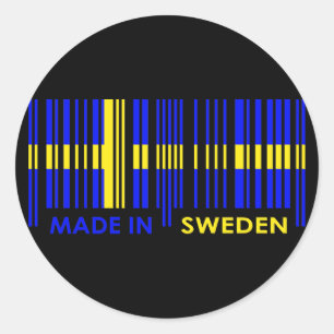 Bar Code Flag Farben SCHWEDEN Design Runder Aufkleber
