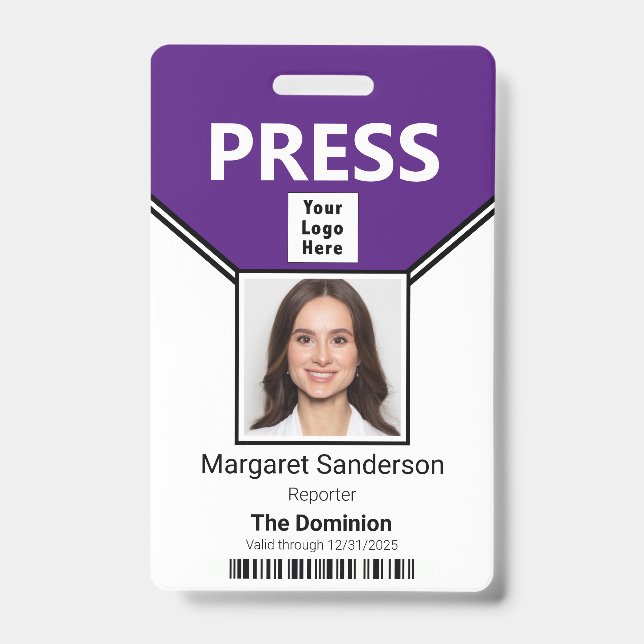 Bar-Code für das Foto der Pressepass- und Logo-ID- Ausweis (Vorderseite)