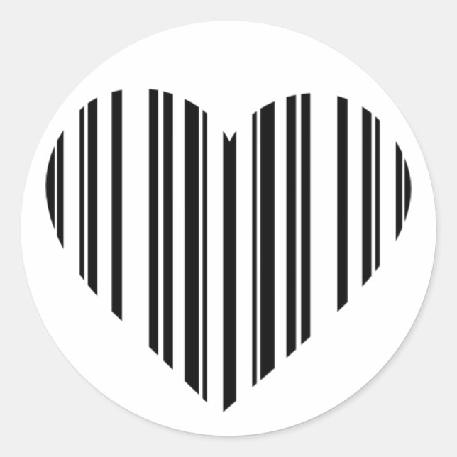 Bar Code Heart Runder Aufkleber (Vorderseite)