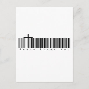 Bar Code Jesus Lieben Sie Postkarte