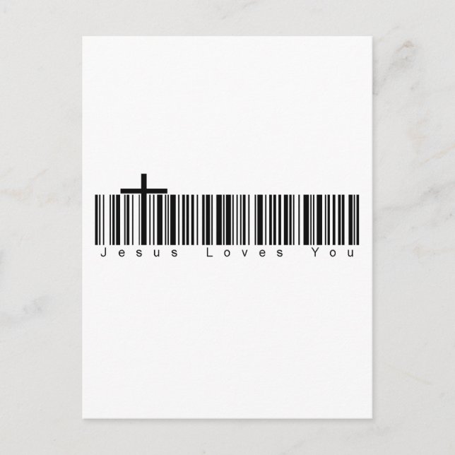 Bar Code Jesus Lieben Sie Postkarte (Vorderseite)