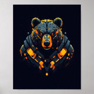 Bär-Cyberpunk-Mecha-Neon-Gaming-Poster Poster