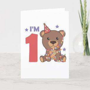 Bär den ersten Geburtstag für Kinder 1 Jahr Feiertagskarte